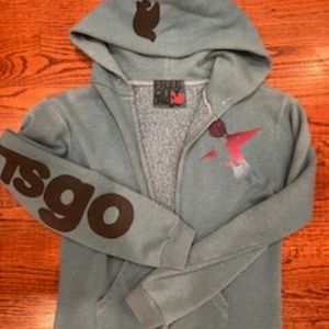 Free City blue zip up sweatshirt